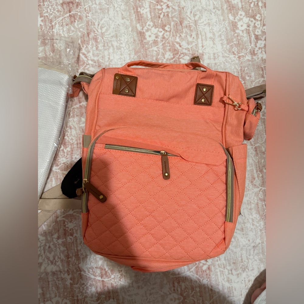 Women's Coral Quilted Backpack - Diaper Bag - brand new